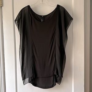 Black blouse with sheer sides